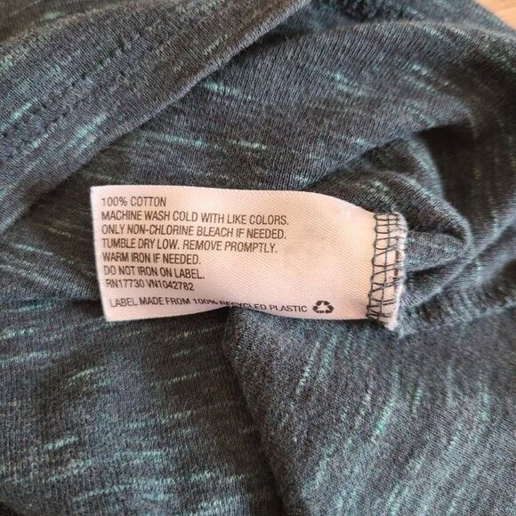 Merona Teal Stripe Long Sleeve Shirt L – Cotton V-Neck, Heathered Knit Tee - Picture 4 of 7